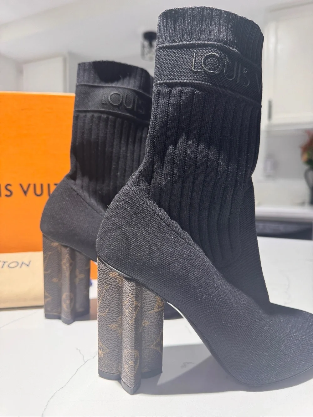 Louis Vuitton Black Knit Silhouette Ankle Boots